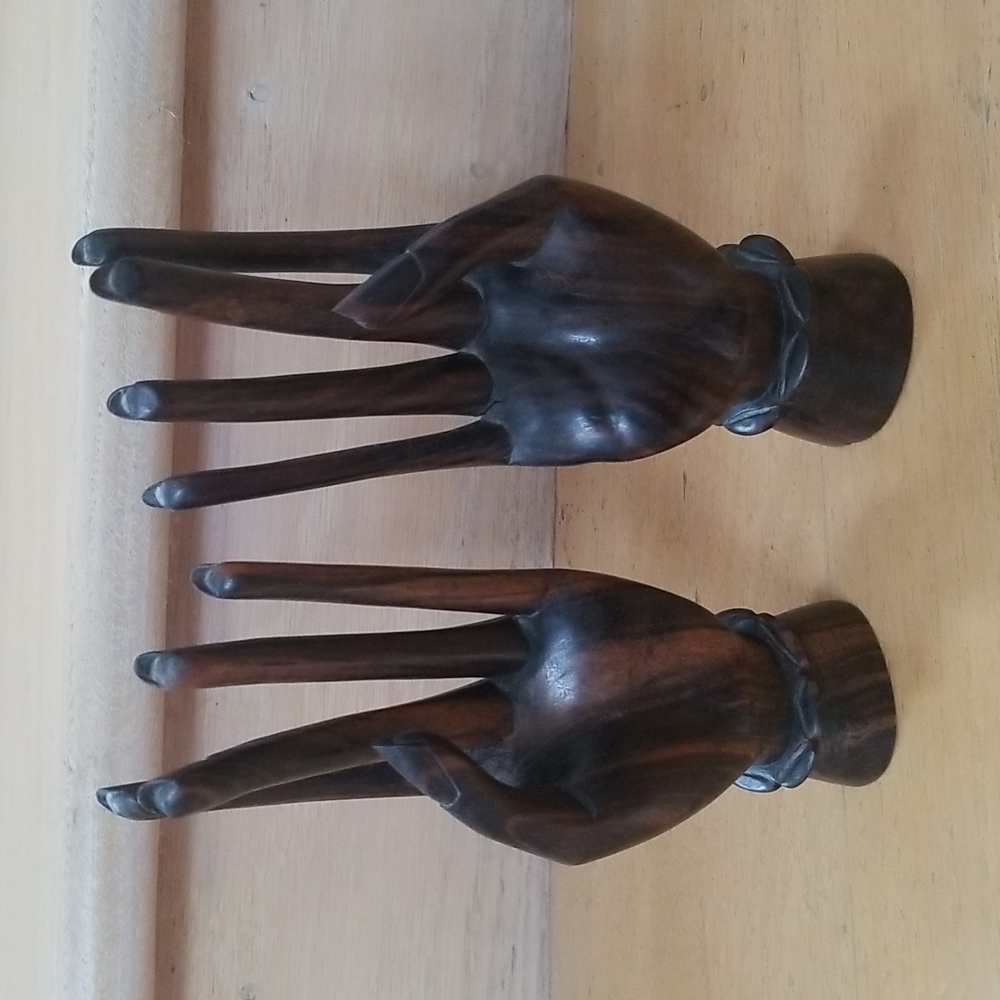 Bali Indonesia Buddha Mudra Hand Carved Coromandel Wood Hands - Picture 4 of 15